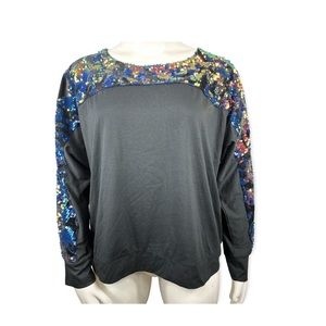 🆕 DG2 Diane Gilman black sparkle sleeve top size 1X